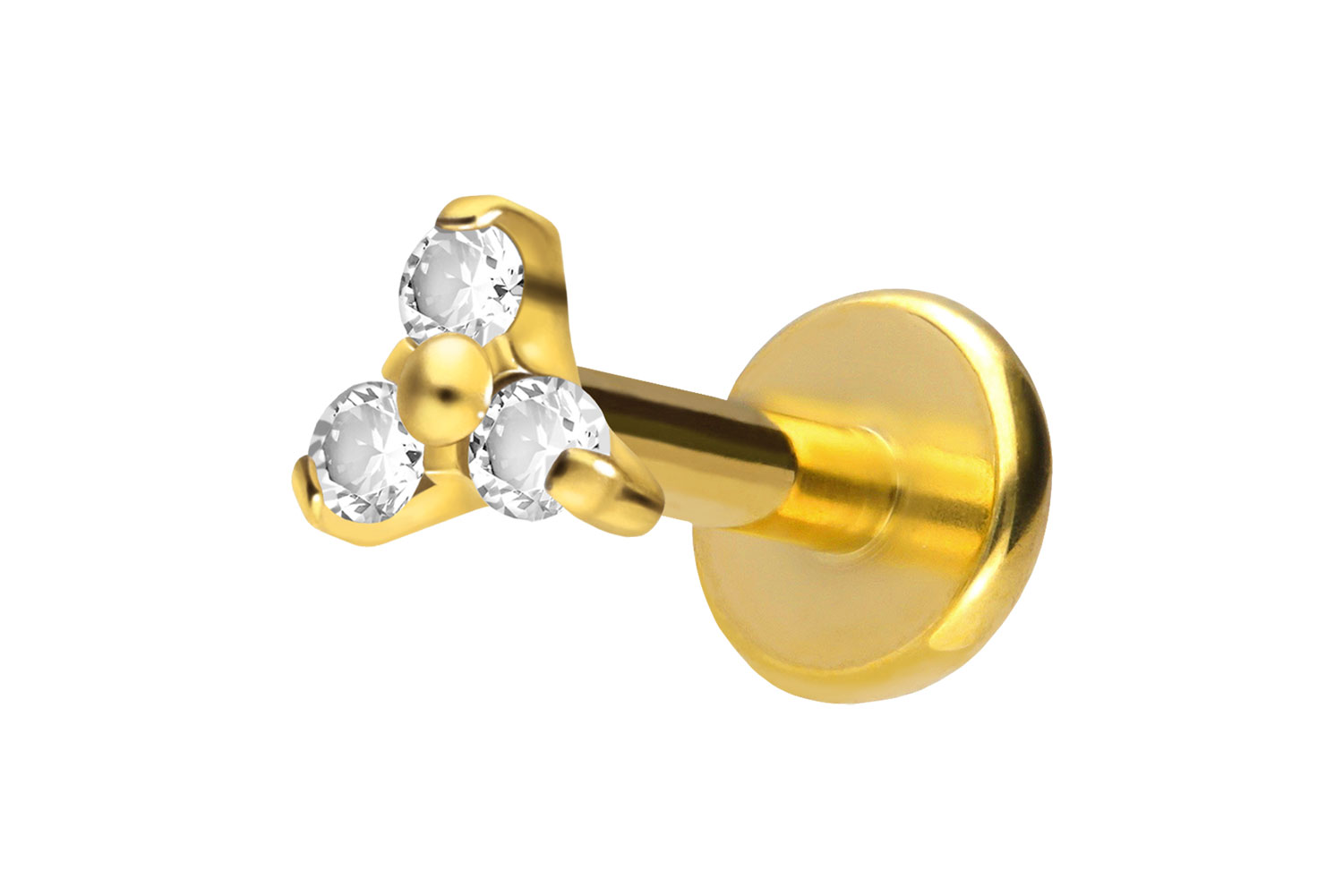 Titan Labret Piercing mit Push Fit KRISTALLBLUME